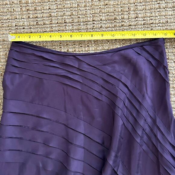 Vintage Y2K pureDKNY Silk Bias Cut Skirt Purple Pleated Panels Size 4 - Picture 5 of 9